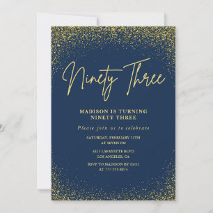 Elegant Luxury Navy Gold Glitzer 93. Geburtstag Einladung