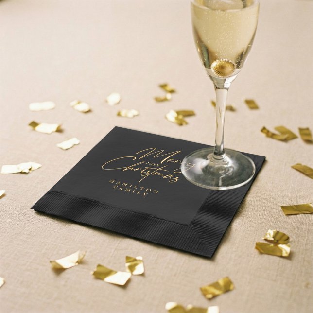 Elegant Luxury Personalized Merry Christmas Script Servietten Mit Folie (Elegant Luxury Personalized Merry Christmas Script Foil Napkins)