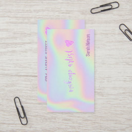Elegant Luxury Pink Sweet Holographi Visitenkarte