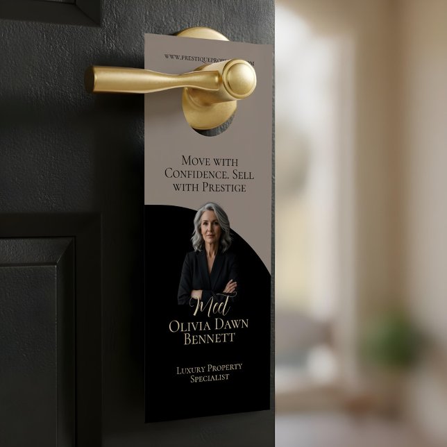 Elegant & Luxury Real Estate Black & Gold Photo Türanhänger (Elegant & Luxury Real Estate Black & Gold Photo Door Hanger)