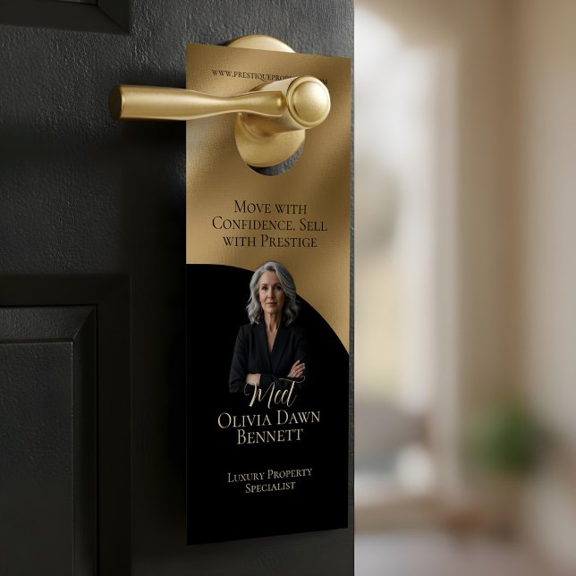 Elegant & Luxury Real Estate Black & Gold Photo Türanhänger (Elegant & Luxury Real Estate Black & Gold Photo Door Hanger)