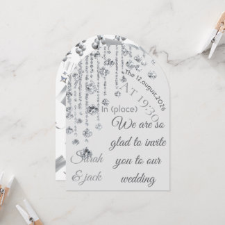 Elegant Luxury Silver Crystal Wedding Invitation C Einladung