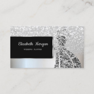 Elegant Luxury Silver Glitzer Bokeh Ombre, Kleid Visitenkarte