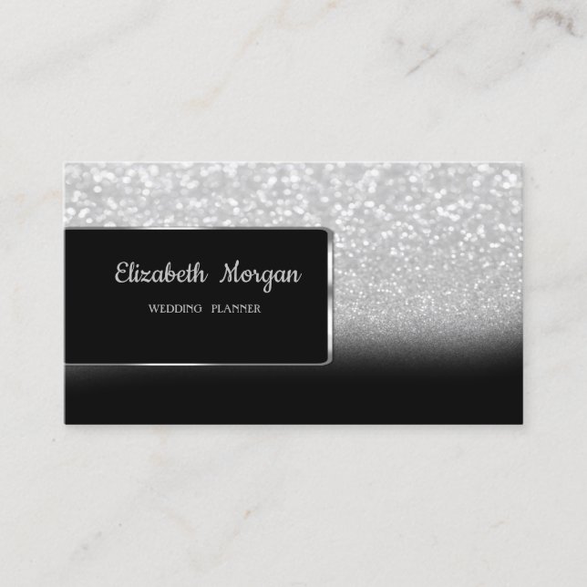 Elegant Luxury Silver Glitzer Bokeh Ombre Visitenkarte (Vorderseite)
