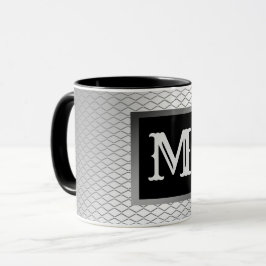 Elegant Luxury Silver Metal Monogrammed Tasse