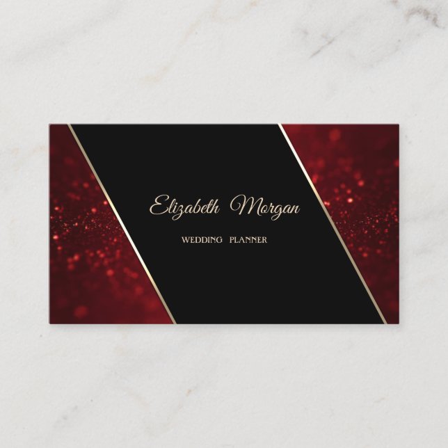 Elegant Luxury Stylish Red Glitzer Bokeh Visitenkarte (Vorderseite)