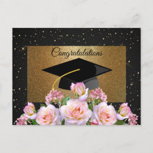 Elegant,Luxus,Gold-Glitzer,Rose,Graduierungspapier Postkarte