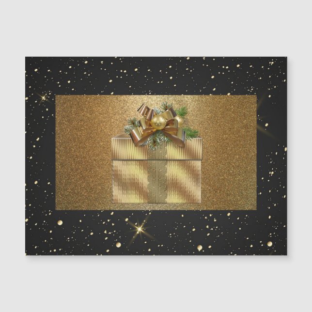 Elegant,Luxus,Gold Glitzer,Weihnachtsschachtel Magnetkarte (Vorderseite)