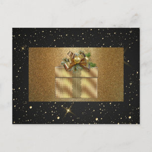 Elegant,Luxus,Gold Glitzer,Weihnachtsschachtel Postkarte