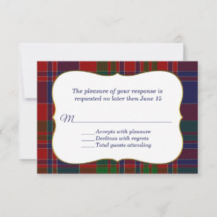 Elegant MacDonald Tartan Karierte RSVP-Karte RSVP Karte
