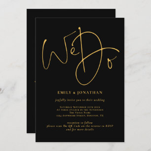 Elegant machen wir Golden Script QR Code Black Wed Einladung