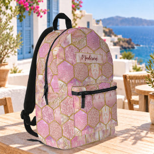 Elegant, mädchenhaft, falsche Glitter-Roségold-Geo Bedruckter Rucksack