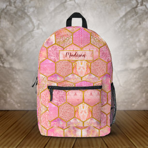 Elegant, mädchenhaft, falsche Glitter-Roségold-Geo Bedruckter Rucksack