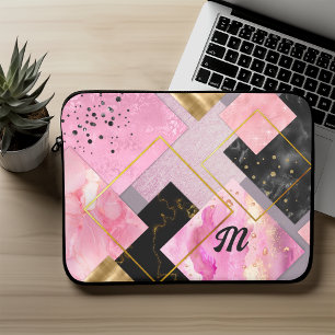 Elegant, mädchenhaft, falscher Glitter rosa schwar Laptopschutzhülle