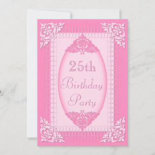 Elegant, Mädchenhaft Rosa 25. Geburtstag Einladung