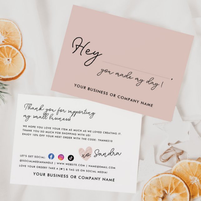 Elegant Made My Day Heart Business Order Packing Dankeskarte (Von Creator hochgeladen)