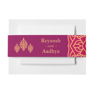 Elegant Magenta Gold Hindu Mandala Indian Wedding Einladungsbanderole