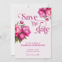 Elegant Magenta Peony Floral Save the Date Einladung