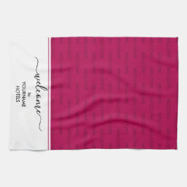 Elegant Magenta Pink Personalisiert WELCOME Geschirrtuch