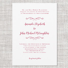 Elegant Magenta Red Script Classic feierliche Hoch Einladung