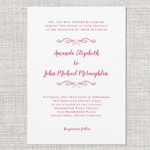 Elegant Magenta Red Script Classic feierliche Hoch Einladung