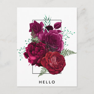 Elegant Magenta Rose Floral Bouquet Postkarte