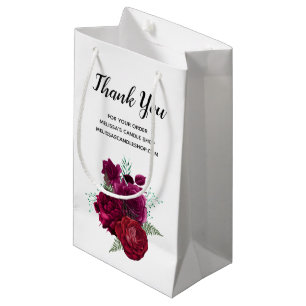 Elegant Magenta Rose Floral Bouquet Vielen Dank Kleine Geschenktüte