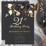 Elegant Magnolia Adult 21st Birthday Party Gold  Folieneinladung<br><div class="desc">Celebrate a special milestone with timeless elegance. This sophisticated birthday party invitation features dramatic magnolia florals accented with luxurious metallic foil on a rich charcoal background. The refined botanical artwork and classic typography create a polished invitation perfect for stylish adult birthday celebrations, cocktail parties, and elegant gatherings. Available with gold,...</div>