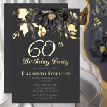 Elegant Magnolia Adult 60th Birthday Party Gold  Folieneinladung<br><div class="desc">Celebrate sixty wonderful years with elegance and sophistication. This stunning birthday invitation features dramatic magnolia florals highlighted with luxurious metallic foil accents on a deep charcoal background. The classic botanical artwork paired with refined typography creates a stylish invitation perfect for elegant dinner parties, cocktail celebrations, and meaningful milestone gatherings. Customize...</div>