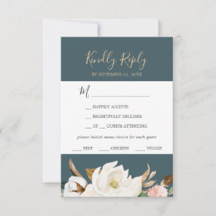 Elegant Magnolia Aquamarine RSVP-Karte RSVP Karte