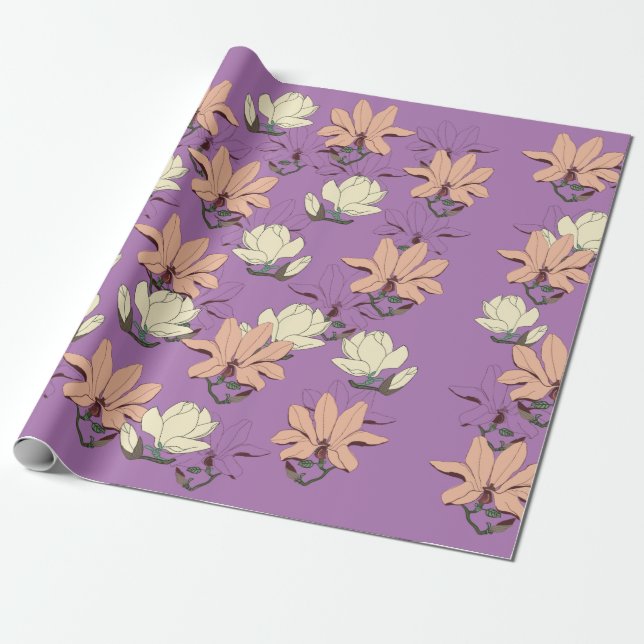 Elegant Magnolia Blooms Geschenkpapier (Ungerollt)