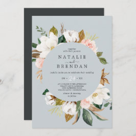 Elegant Magnolia | Blue Gray Lässig Wedding Einladung