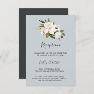 Elegant Magnolia   Blue Grey Empfang Insert Card