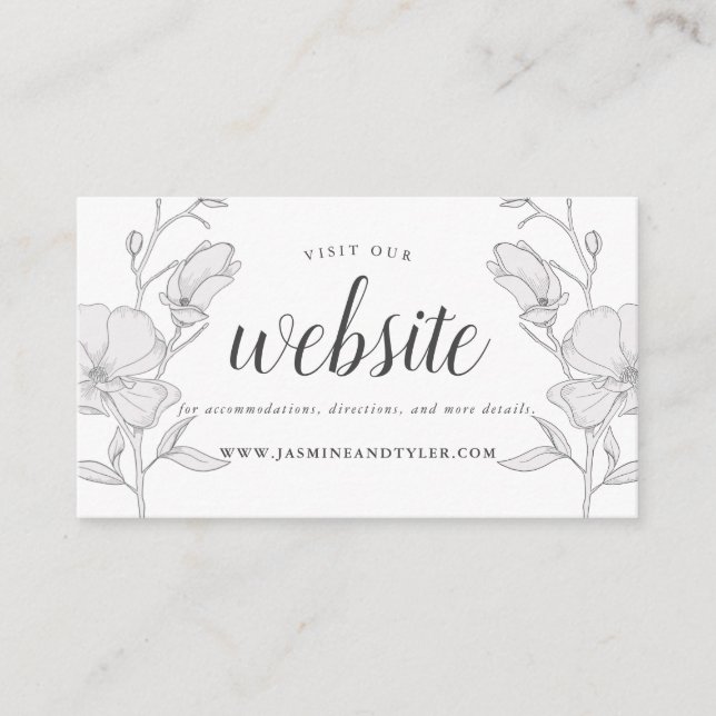 Elegant Magnolia Blume Wedding Website Begleitkarte (Vorderseite)
