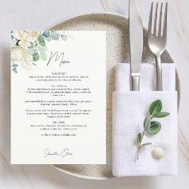 Elegant Magnolia Eucalyptus Wedding Menükarte