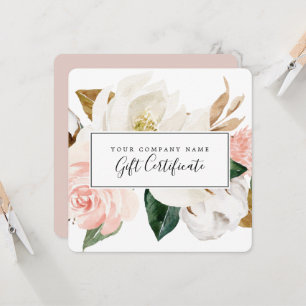 Elegant Magnolia Geschenkgutschein "Weiß & Blush Einladung
