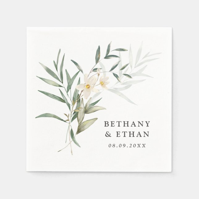 Elegant Magnolia Greenerity Wedding Napkins Serviette (Vorderseite)