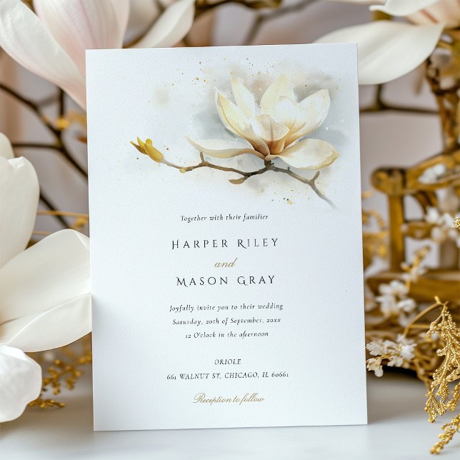 Elegant Magnolia Hochzeit Einladung (Von Creator hochgeladen)