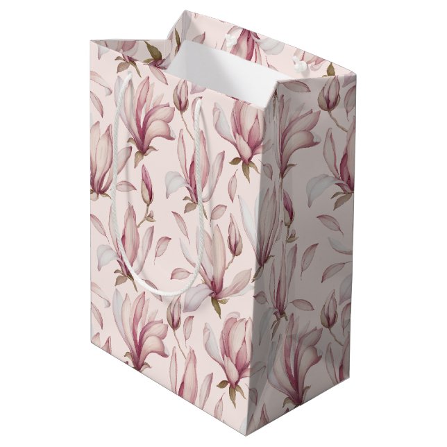 Elegant Magnolia Mittlere Geschenktüte (Rückseite Schrägansicht)