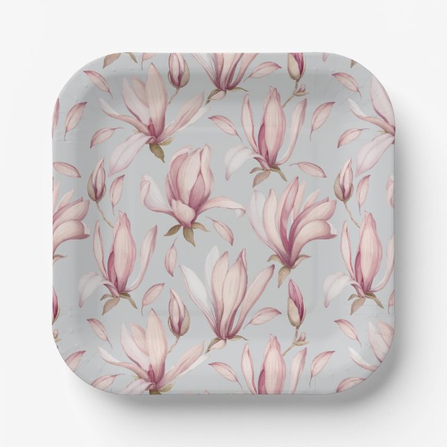 Elegant Magnolia Pappteller (Vorderseite)