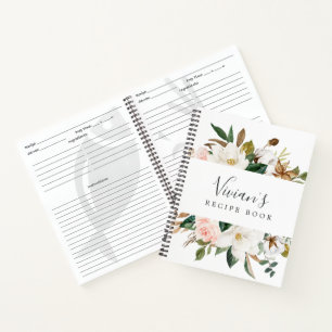 Elegant Magnolia Rotes Brautparty Rezept Notizbuch