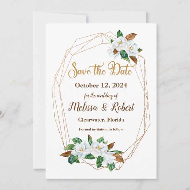 Elegant Magnolia Save the Date (Vorderseite)