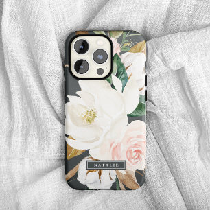 Elegant Magnolia   Schwarz/Weiß-Personalisierte Be Case-Mate iPhone Hülle