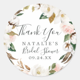 Elegant Magnolia Vielen Dank Brautparty Bevorzugun Runder Aufkleber