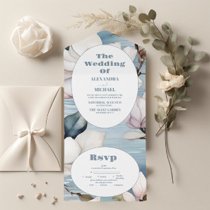 Elegant Magnolia Wedding All In One Einladung