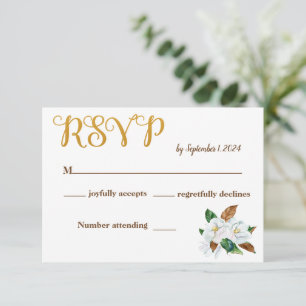 Elegant Magnolia Wedding RSVP Card Begleitkarte