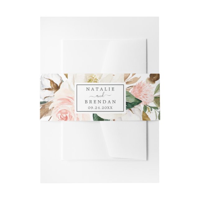 Elegant Magnolia | White and Blush Wedding Einladungsbanderole (Vorderseite Beispiel)