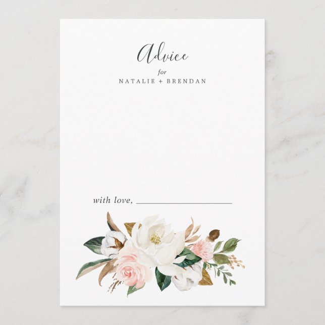Elegant Magnolia | White and Blush Wedding Hinweiskarte (Vorderseite)