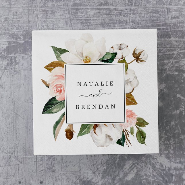 Elegant Magnolia | White and Blush Wedding Serviette (Von Creator hochgeladen)