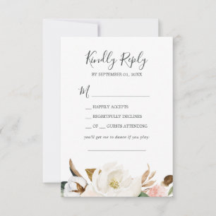 Elegant Magnolia White Song Request RSVP Card Karte